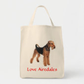 Love Airedale Terrier Puppy Dog Grocery Totebag Tote Bag (Voorkant)