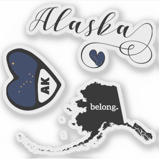 Love Alaska, 3 Different Designs, Die Cut Sticker (Voorkant)