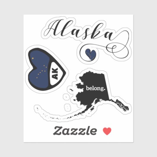 Love Alaska, 3 Different Designs, Die Cut Sticker (Vel)