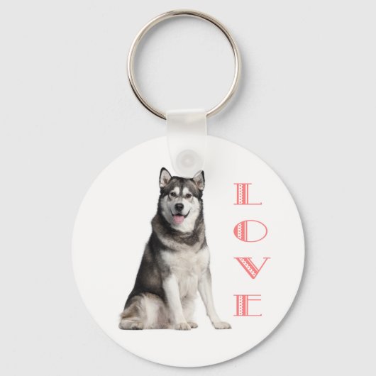 Love Alaskan Malamute Puppy Dog Sleutelhanger (Voorkant)