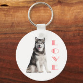 Love Alaskan Malamute Puppy Dog Sleutelhanger (Voorkant)