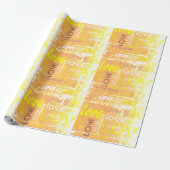 Love Alive Oranje and Yellow Grunge Words Art Cadeaupapier (Uitgerold)
