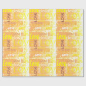Love Alive Oranje and Yellow Grunge Words Art Cadeaupapier (Vlak)
