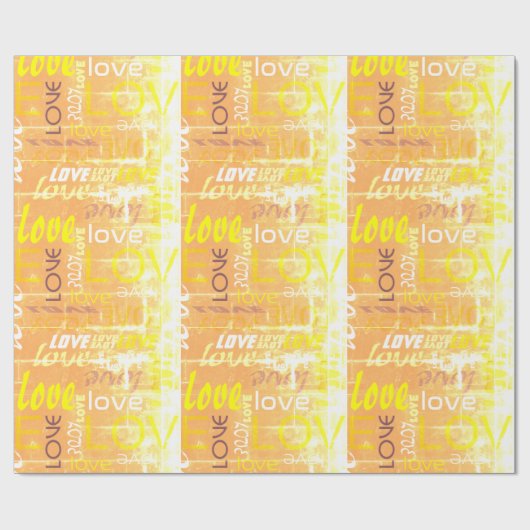 Love Alive Oranje and Yellow Grunge Words Art Cadeaupapier (Vlak)