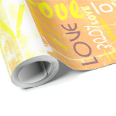 Love Alive Oranje and Yellow Grunge Words Art Cadeaupapier (Rol Hoek)