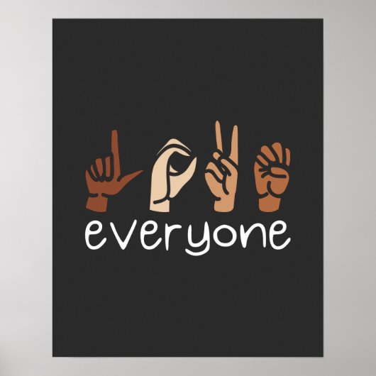 Love All Hand Sign Language Melanin ASL Poster (Voorkant)