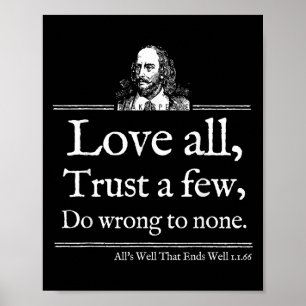 Love All Shakespeare Citat Shirt Theater Literatuu Poster