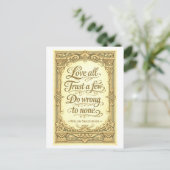 "Love All, Trust a Few" Shakespeare Briefkaart (Staand voorkant)