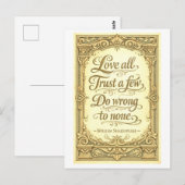 "Love All, Trust a Few" Shakespeare Briefkaart (Voorkant / Achterkant)