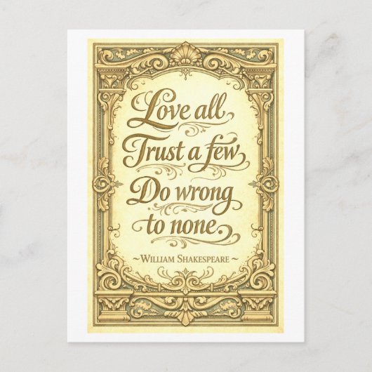 "Love All, Trust a Few" Shakespeare Briefkaart (Voorkant)