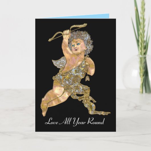 Love All Year Round Cherub Kerstmis Feestdagen Kaart (Voorkant)