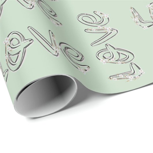 Love Almond Blosbezon Sage Green Cadeaupapier (Rol Hoek)