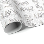 Love Almond Blossom White Damask Cadeaupapier (Rol Hoek)