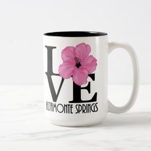 LOVE Altamonte Springs Florida Pink Hibiscus 15oz Tweekleurige Koffiemok