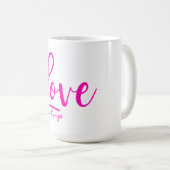 Love Altijd Bright Roze Typografie Cute Heart Koffiemok (Voorkant rechts)