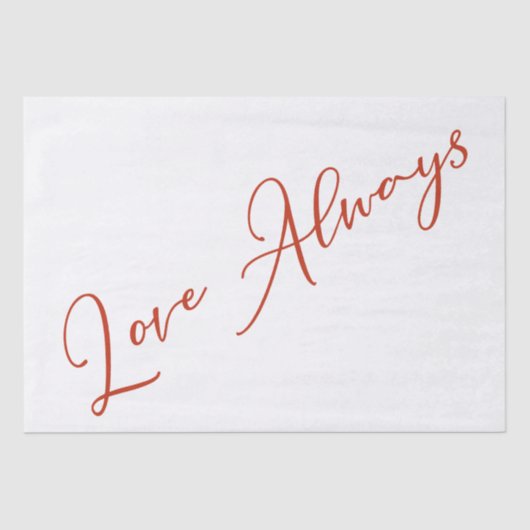 Love Altijd Red en White Word Art Tissuepapier (Voorkant)