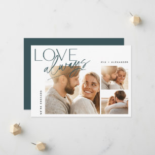 Love Altijd Three Photo Collage Verloving Aankondiging
