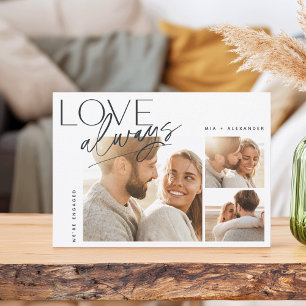 Love Altijd Three Photo Collage Verloving Aankondiging