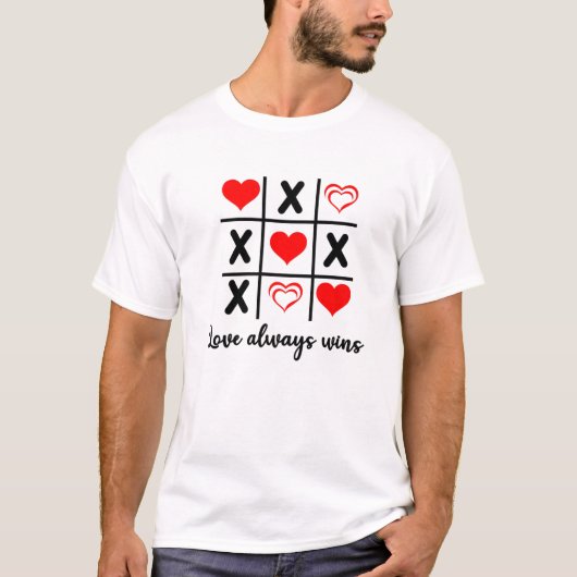 Love Altijd, Wins Tris Tic-Tac-Toe Valentijnsdag T-shirt (Voorkant)