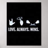 Love Altijd Wint ASL Deaf Awareness Sign Language Poster (Voorkant)