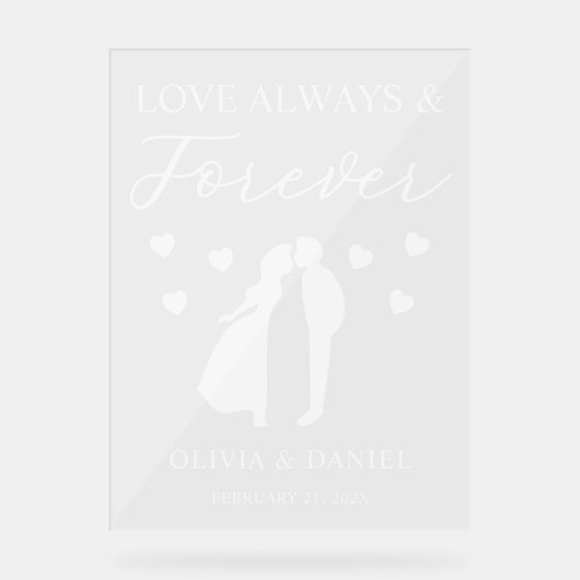 Love Always & Forever Personalized Wedding Acryl Bord (Voorkant)