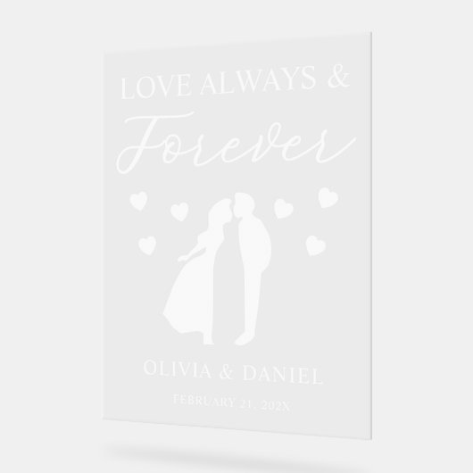 Love Always & Forever Personalized Wedding Acryl Bord (Hoek)