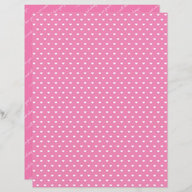 Love Always & Forever Pink Heart Scrapbook Papier (Voorkant / Achterkant)