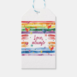 Love Always Rainbow Sticker, Watercolor Heart Cadeaulabel