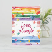 Love Always Rainbow Sticker, Watercolor Heart Kaart (Staand voorkant)