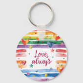 Love Always Rainbow Sticker, Watercolor Heart Sleutelhanger (Achterkant)