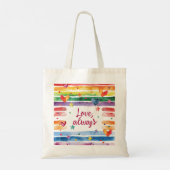 Love Always Rainbow Sticker, Watercolor Heart Tote Bag (Achterkant)