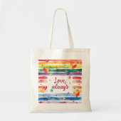 Love Always Rainbow Sticker, Watercolor Heart Tote Bag (Voorkant)