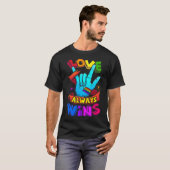 Love Always Wins Asl Deaf Awareness Gay Pride Lgbt T-shirt (Voorkant volledig)