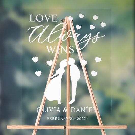 Love Always Wins Personalized Wedding Acryl Bord (Neutraal)
