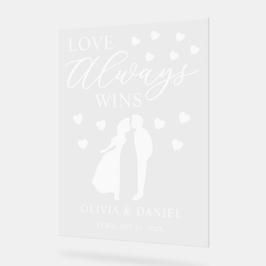 Love Always Wins Personalized Wedding Acryl Bord (Hoek)