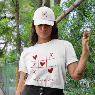 Love Always wins Quote l Red Heart Playful  T-shirt