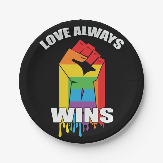 Love Always wint Gay LGBT Papieren Bordje (Voorkant)