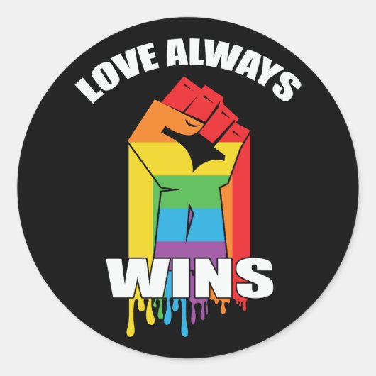 Love Always wint Gay LGBT Ronde Sticker (Voorkant)