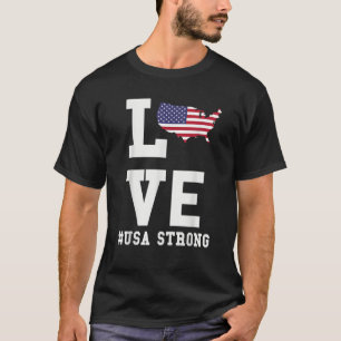 Love America Kaart Patriottische Verenigde Staten T-shirt