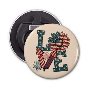 LOVE America Onafhankelijkheidsdag Button Flesopener