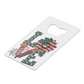 LOVE America Onafhankelijkheidsdag Creditkaart Flessenopener (Achterkant Gekanteld)