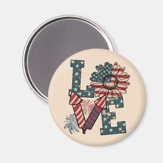 LOVE America Onafhankelijkheidsdag Magneet (Voorkant / Achterkant)