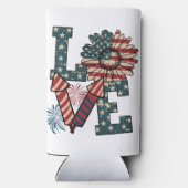 LOVE America Onafhankelijkheidsdag Seltzer Blikjeskoeler (Achterkant)