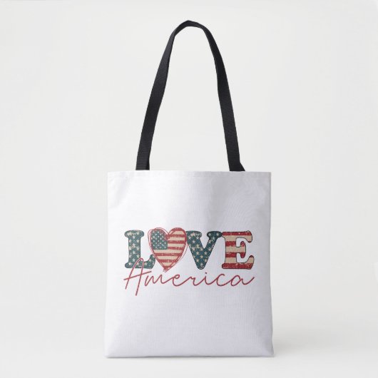 LOVE America Onafhankelijkheidsdag Tote Bag (Voorkant)