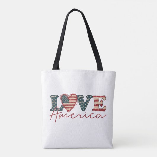 LOVE America Onafhankelijkheidsdag Tote Bag (Achterkant)