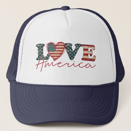 LOVE America Onafhankelijkheidsdag Trucker Pet (Voorkant)