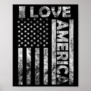 Love America Shirt USA Flag 4 juli Independence Poster
