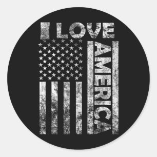 Love America Shirt USA Flag 4 juli Independence Ronde Sticker
