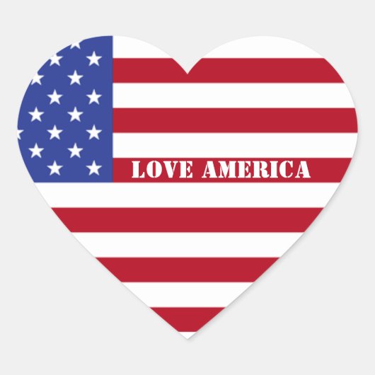 Love America-Stars and Stripes Hart Sticker (Voorkant)