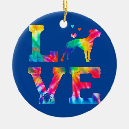 Love American Bulldog Tie Dye Dog Dad Keramisch Ornament (Voorkant)